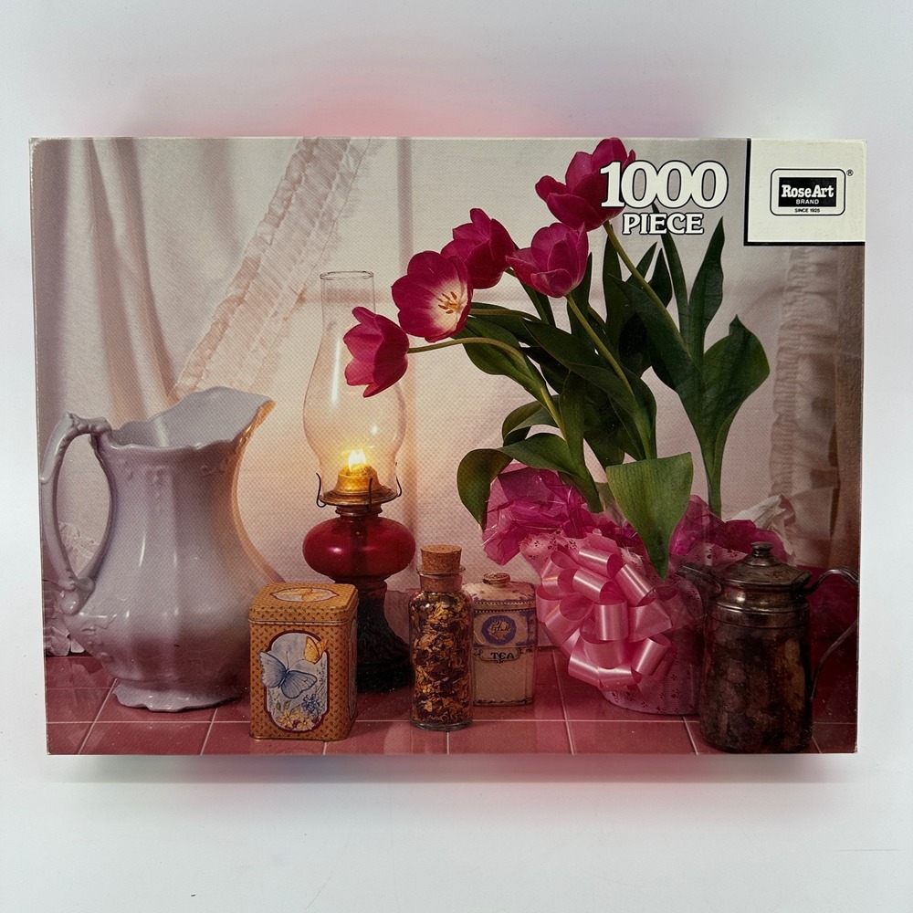 RoseArt Prestige 1000 Piece Jigsaw Puzzle Tulip Still Life Vintage 09000 USA